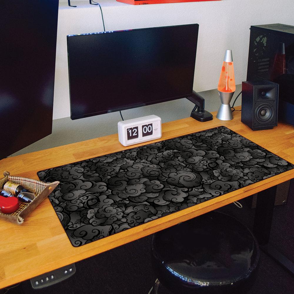 Japanese Clouds Smoke Seigaha Wind Mouse Pad Large Desk Mat Keyboard Ergonomic Office Rubber PC Non-slip Anti-fray Home Custom