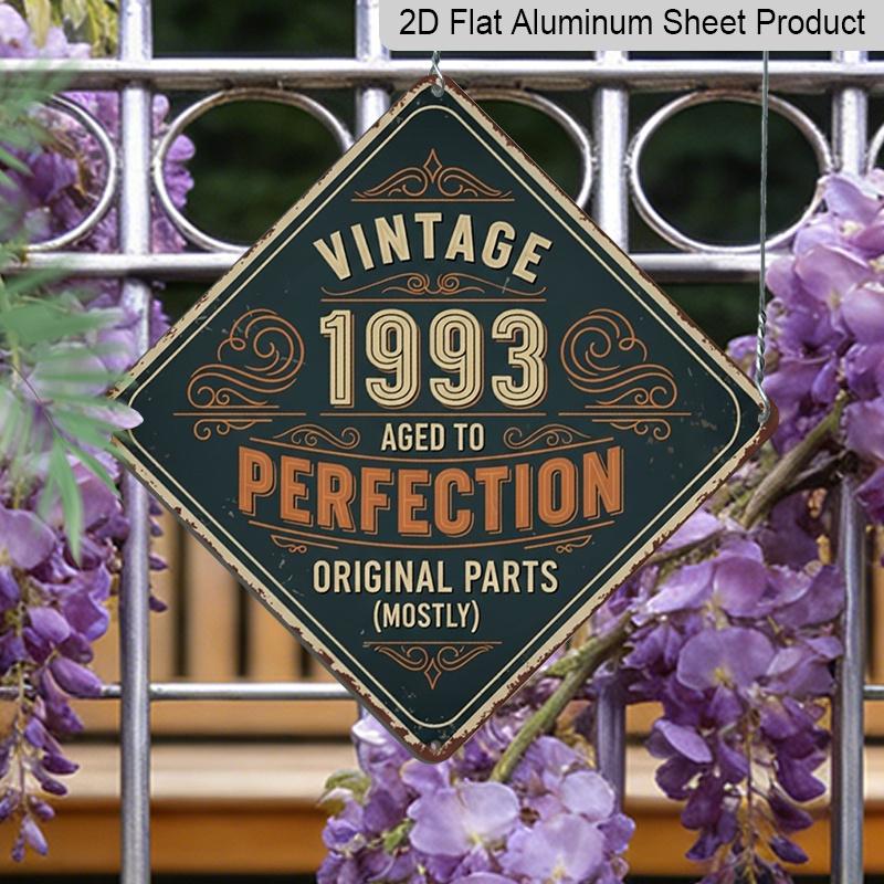 

2D Flat - 1pc, Vintage Metal Aluminum Decorative Sign, Vintage 1993 Aged To Perfection, Retro Decorative Sign, Vintage Wall Art Decoration, Suitable 20*20cm