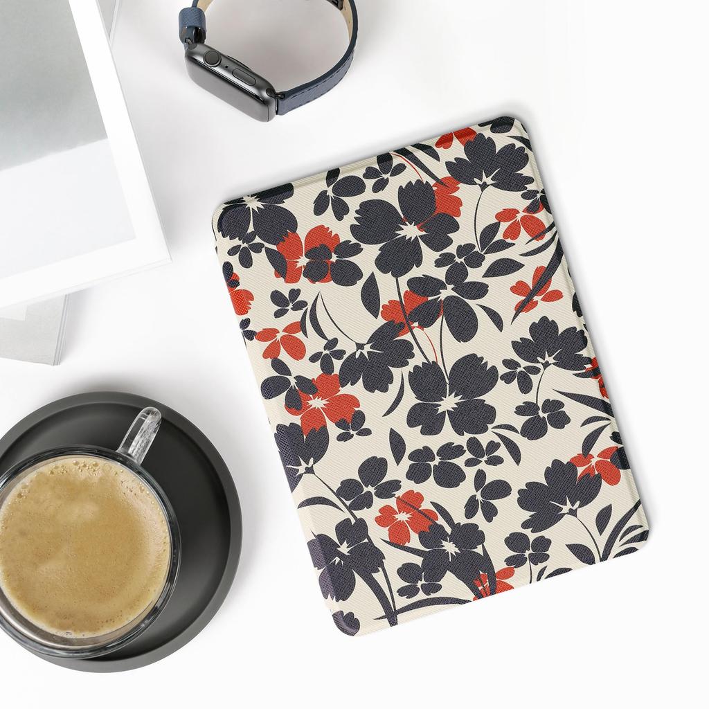 kwmobile Case for Amazon Kindle Paperwhite Generation 2021 with Auto Sleep and PU 11. - E-Reader Sleep, Leather, Blue/Red/White