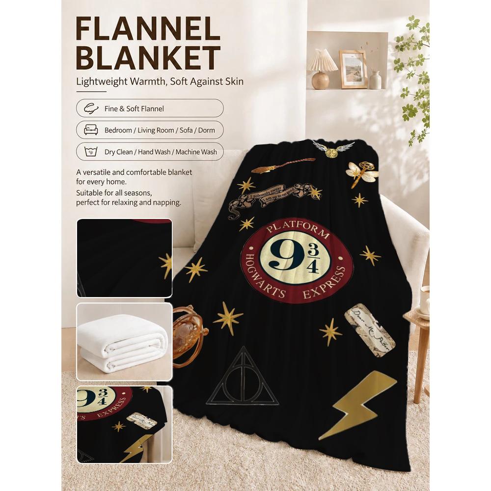 Hogwarts Magical Adventure Theme Printed Blanket Thick Warm Throw Blanket For Living Room Bedroom Study Home Decor Christmas Gift