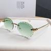 D House Elliptical Frameless Sunglasses With Pink Uv400 Protection For Travel And Fashion