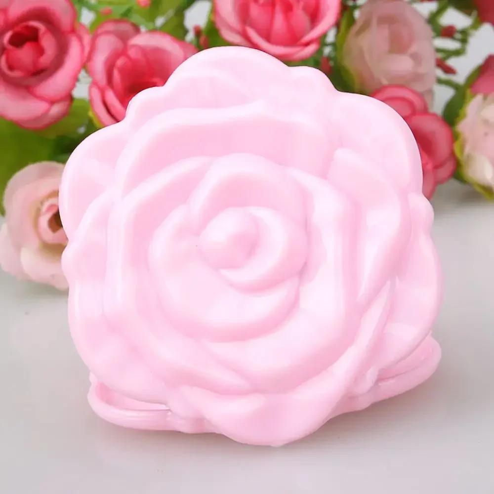Pocket Rose Flower Makeup Mirror Vintage Folding Round Girls Small Hand Compact Light Mirrors Women Makeup Cute Comestics Tool
