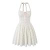 New French Retro Sweet Floral Fishbone Waist Lace Splicing Lace Fluffy Neck Dress Dress