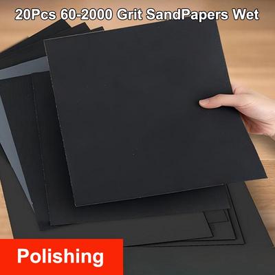 20 Peças 60/180/240/360/1000/1500/2000 Granulometria de Lixa Lixa para Lixamento Úmido/Seco Ferramentas Abrasivas de Polimento Para Metal Madeira Cerâmica Azulejo
