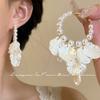 French Vintage Shell Pearl Petal Fringed Earrings Female Accessible Luxury Fancy Long High Profile Ear Studs Earrings