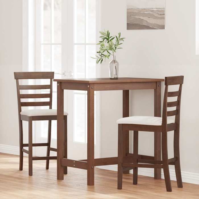 VidaXL Tabourets de bar avec coussins 2 pcs marron bois massif d'hévéa, chaise, chaise de bar de cuisine, chaise de 4102537