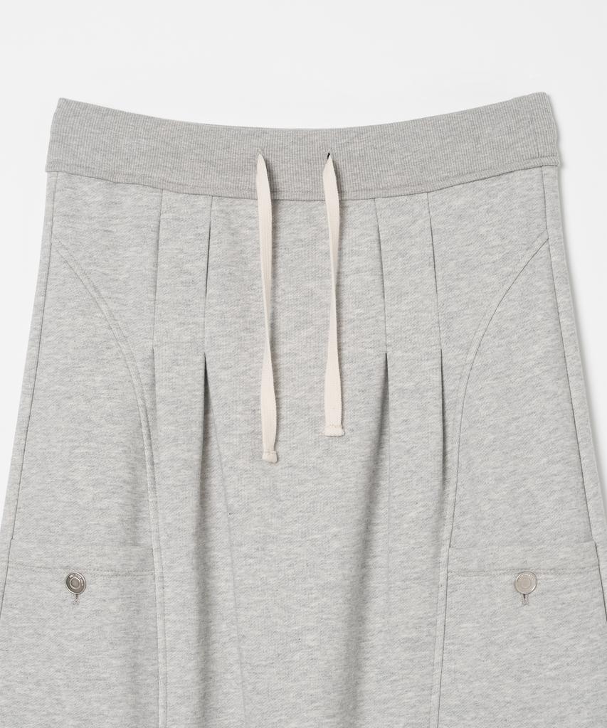 MILLO WOMEN Belt Hole Maxi Skirt [Melange Gray]