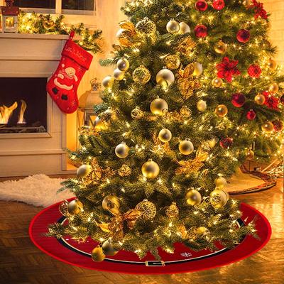 Christmas Tree Skirt Cartoon Crystal Velvet Xmas Rug Crafts Tree Surround Base Skirt Home Party Atmosphere DIY Scene Layout Prop