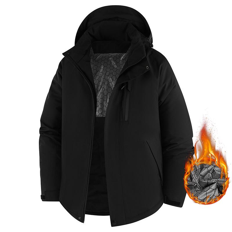 Unisex Fleece-Lined Graphene Quilted Jacket: Windproof, Waterproof, Cold Protection for Autumn/Winter Mountaineering