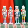 Entry Table Holiday Decors Nutcrackers King Figurine Set, 4 Wooden Candy Colored Freestanding Ornament for Christmas Shelf Styling, Mantels Accent