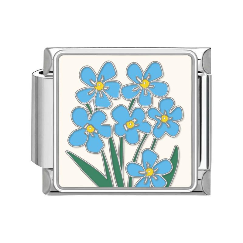 New Stainless Steel Italian Modular Charm Bracelet Diy Interchangeable Flower Pattern Charms Fashion Jewelry Women Daily Wear