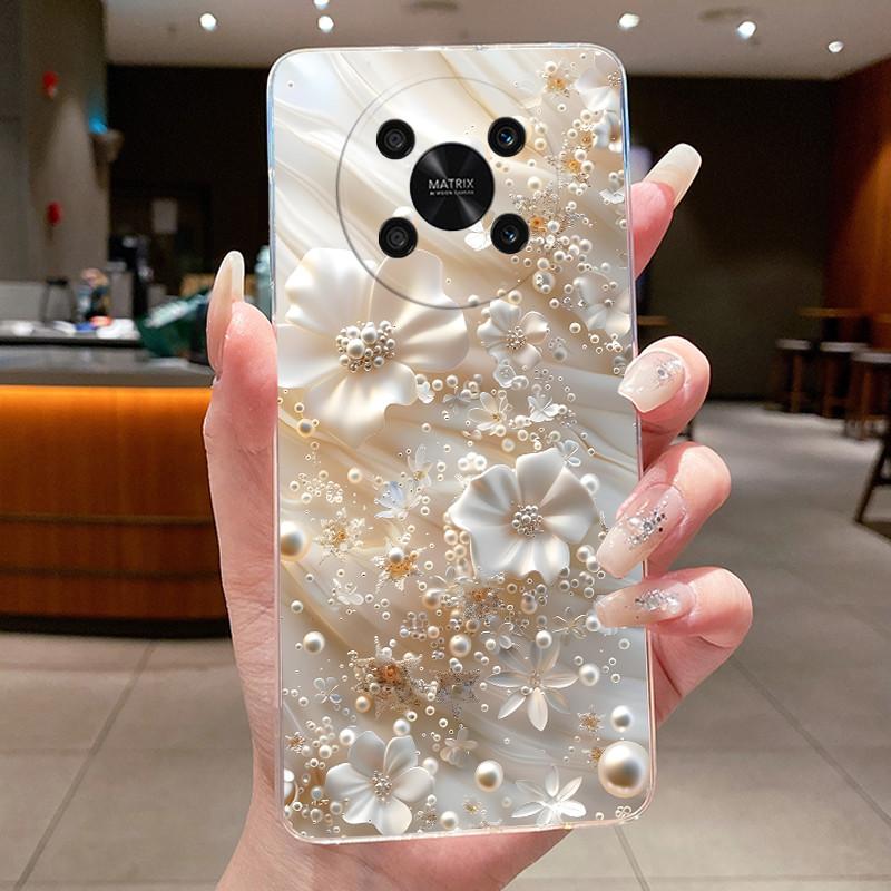 For Honor X9 Case HonorX9 4G 5G Elegant Luxury Butterfly Flower Printing Soft Silicone Clear TPU Protective Cover Phone Cases