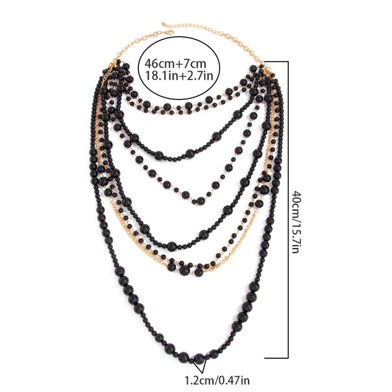 Retro Beaded Long Fringe Necklace Imitation Pearl Sweater Chain Stylish Elegant Women'S Jewelry Unisex Accessories Gift