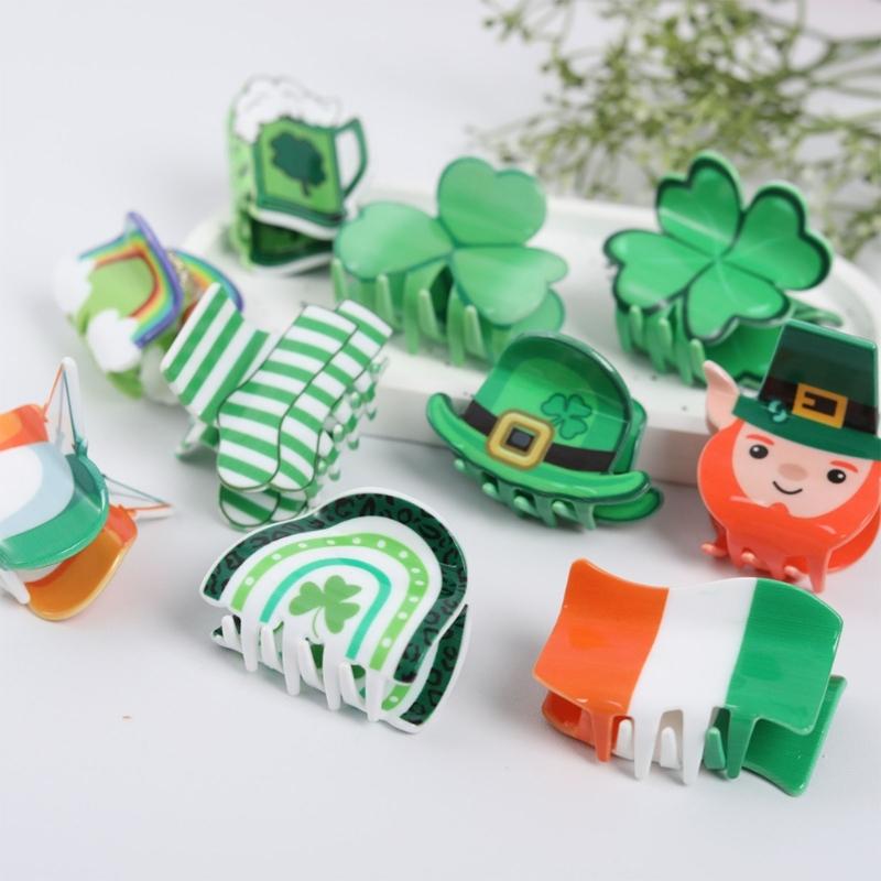 StPatricks Shamrock Hair Claw Clip Funny Claw Clip Hair Banana Barrettes NonSlip Girl Hair Clip PonytailClamp for Women