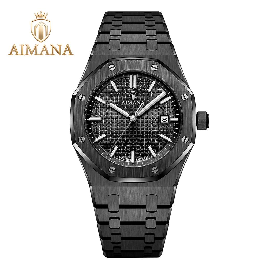 Men's Fashion Analog Quartz Wristwatch Octagonal Bezel Stainless Steel Band Calendar Dial Casual Dress Watch for Men