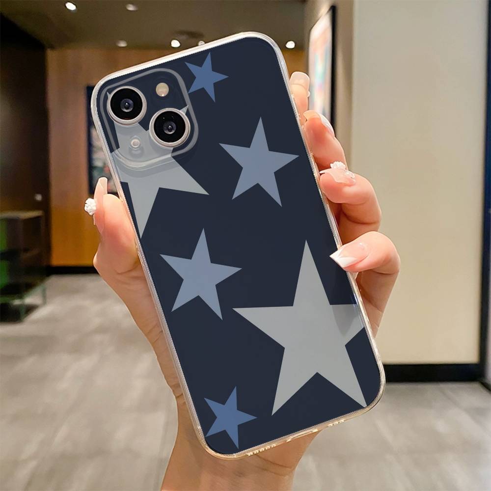 Fashion Vintage Large Stars Phone Case For iPhone 17 16e 16 15 14 13 12 11mini Pro Max X XR XSMAX 8 7 Air Plus Soft Cover