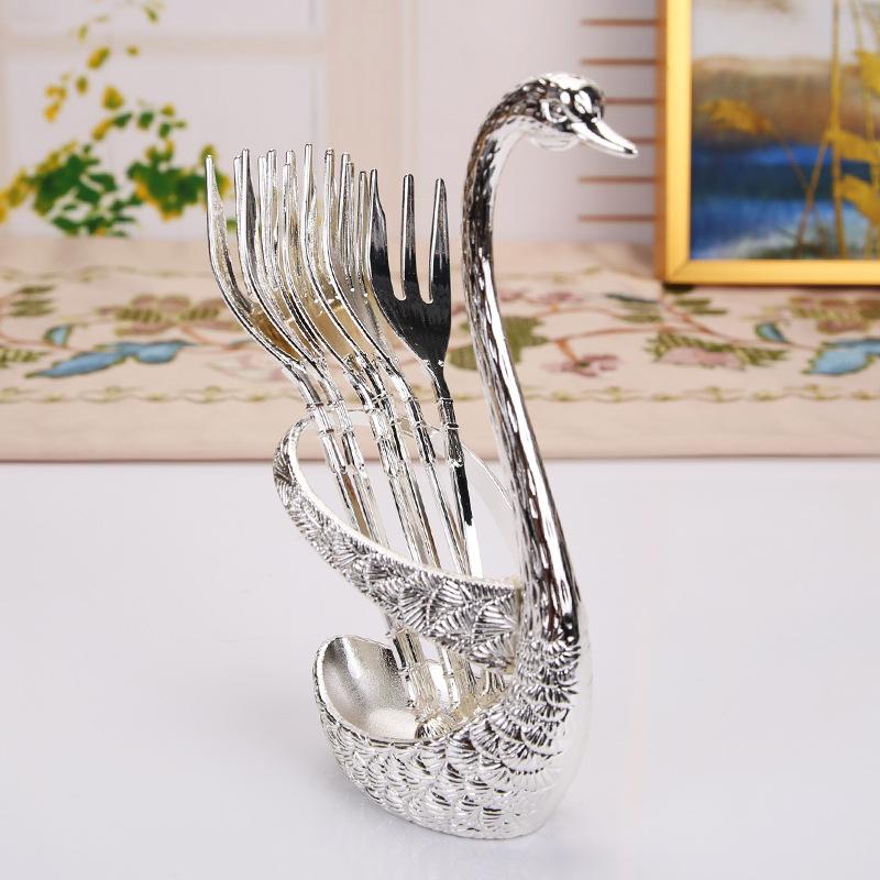 Fruit Fork Set, Zinc Alloy Creative Cute Household Fruit Stick Fruit Insert European Fork Cygnus Tableware