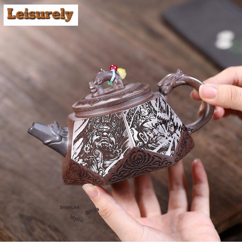 181ml Exquisite Yixing Purple Clay Teapot Handmade diamond Pot Raw Ore wood-fired porcelain Mud Tea Infuser Kettle Zisha Tea Set