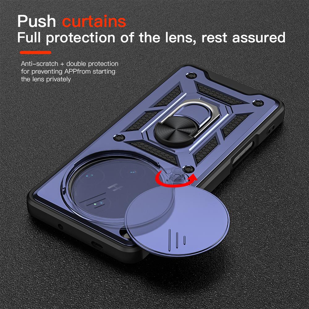 KEYSION Shockproof Armor Case for OPPO Find X8 Pro 5G Slide Camera Protection Ring Stand Phone Back Cover for OPPO Find X8 Pro