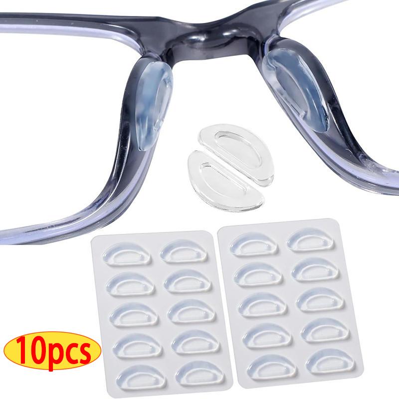 10pcs Eyeglasses Anti Slip Nose Pads Soft Silicone Adhesive Glasses Nose Pads for Plastic Frame Glasses Sunglasses(Black/White)