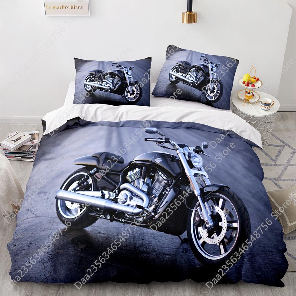 Comforter New Motorcycle Bedding Set Single Twin Full Queen King Size Motorcycle Bed Set Aldult Kid Bedroom Duvet Sets 3D Anime 038