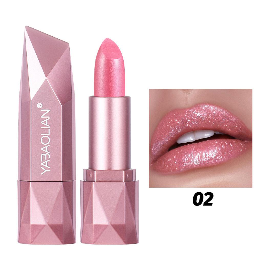 Pearlescent Rose Glitter Velvet Lipstick Waterproof Pearly Shine Matte Shimmer Diamond Lipstick Women Sexy Lips Makeup Cosmetic