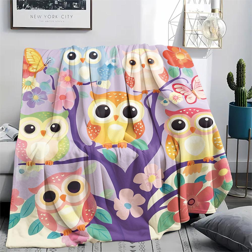 Flanelová deka s potiskem soviček, Vysoce kvalitní, Pohodlná pro všechna roční období, Domácí dekorace, Teplo a pohodlí, Perfektní jako vánoční dárky
