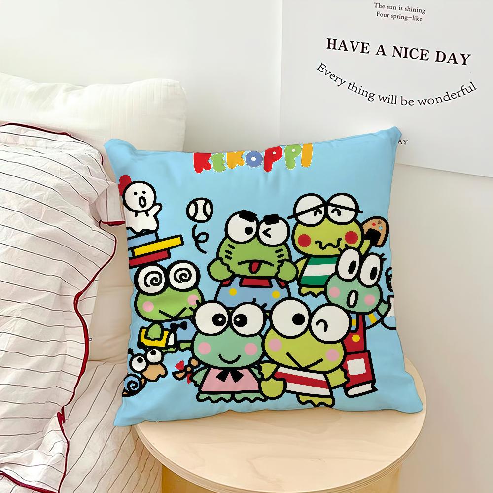 Cushion Cover Green Cartoon Soft Pillow Sro Case For Sofa Kawaii Living Room Home Frog Office K-Keroppi Decor Protective Covers