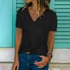 Women's V-neck Tunic Short Sleeve Loose Top T-shirt Plus Stylish Blouse Option