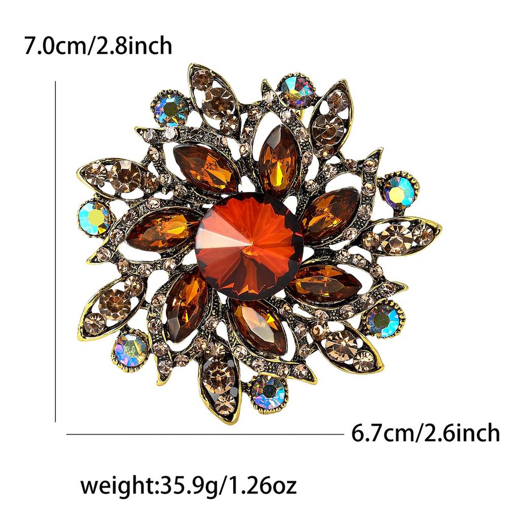 Elegant Alloy Rhinestone Glass Brooch - High-End Ladies' Suit Pin