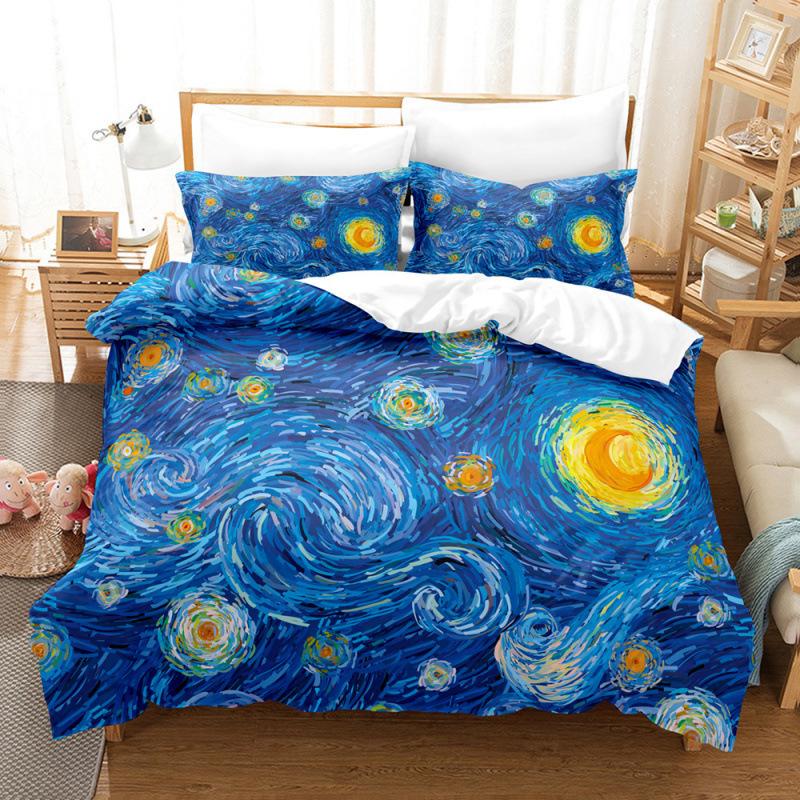Bedding Kit Oil Painting Starry Sky Pattern Two-Piece Set 3D Digital Printing Three-Piece Set