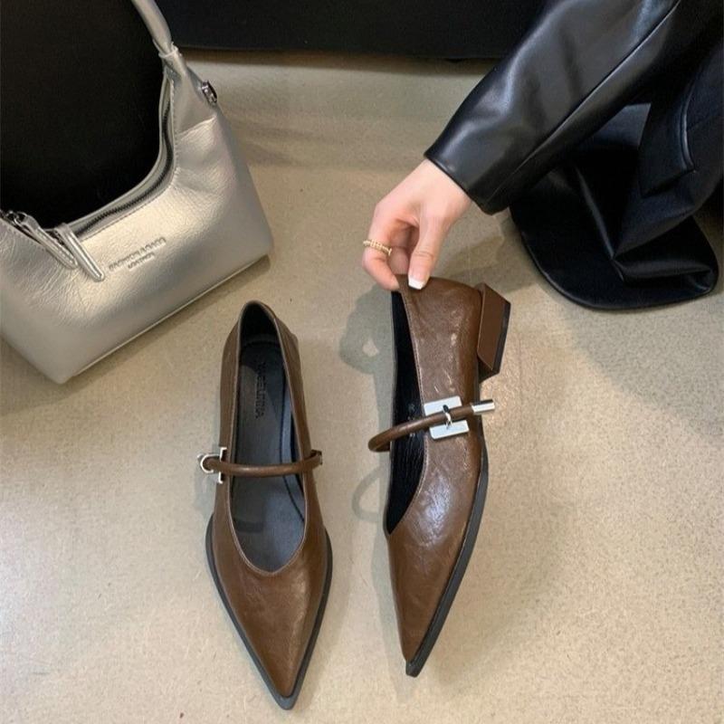 Fashion New Style Women's Spring Autumn Pointed Toe Women Pumps Fashion Shallow Low Heel Shoes Ladies Street Style Mary Jane Shoes