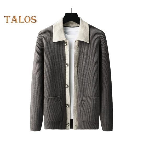 

Мужской свитер, пальто, толстый, цветной, застежка на пуговицы, отложной воротник, трикотажный, свободный, сохраняющий тепло, куртка, осень-зима, кардиган, верхняя одежда XXXL кофейный