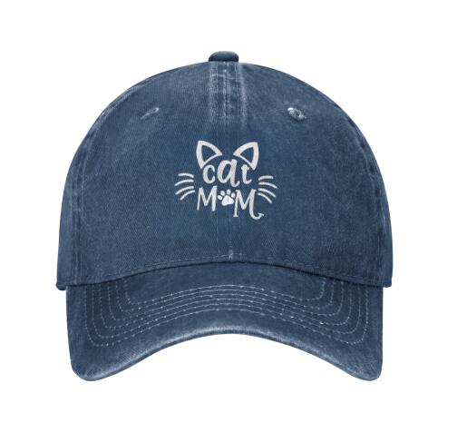 Cat Mom Hats Mama Baseball Cap Denim Adjustable Unisex Hat Cap for Women Snapback Cap Adult Unisex Four Seasons
