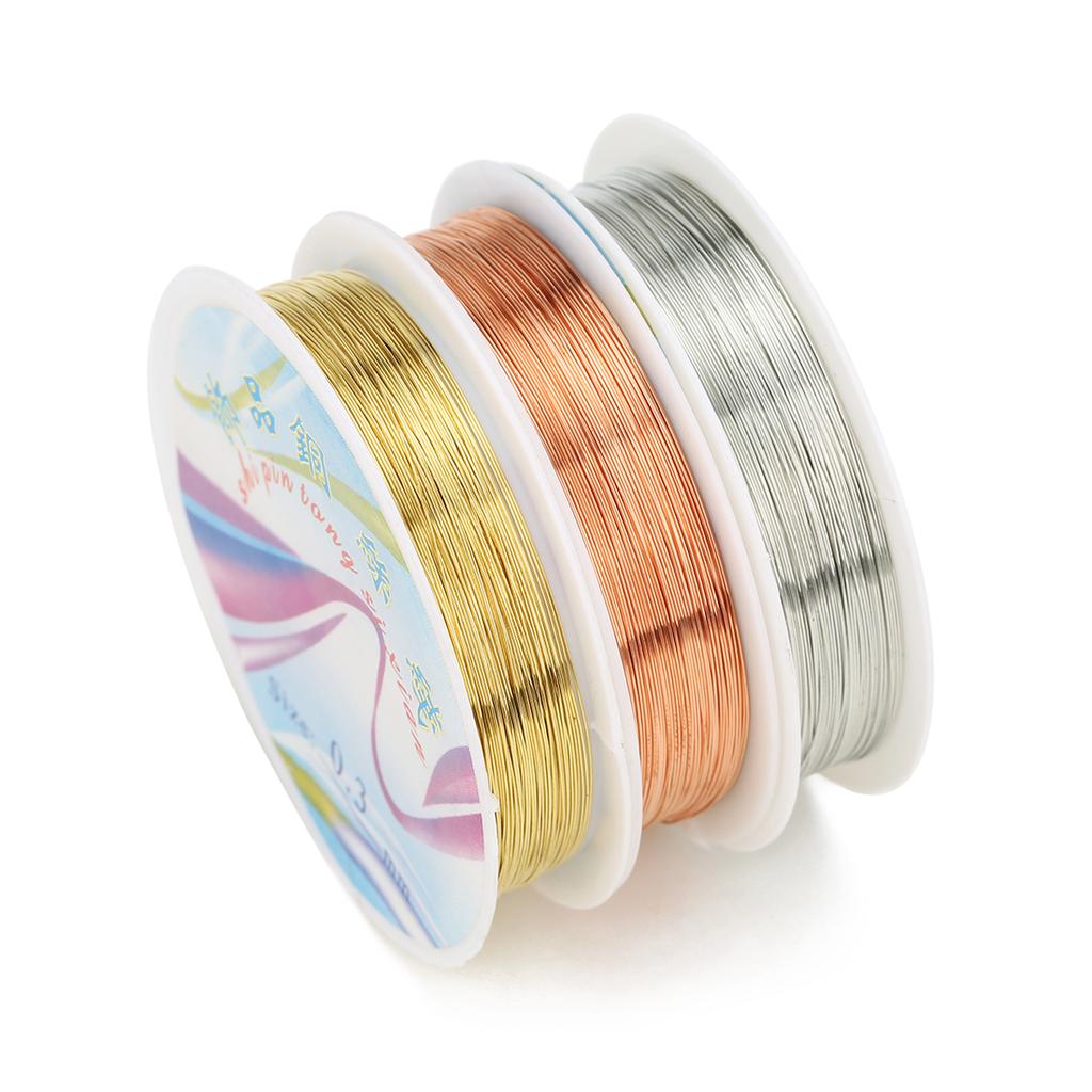 1Roll/Lot Gold Color Copper Wire 0.2/0.25/0.3/0.4/0.5/0.6/0.7/0.8/1mm Beading Cord for DIY Jewelry Making Bracelet Accessories