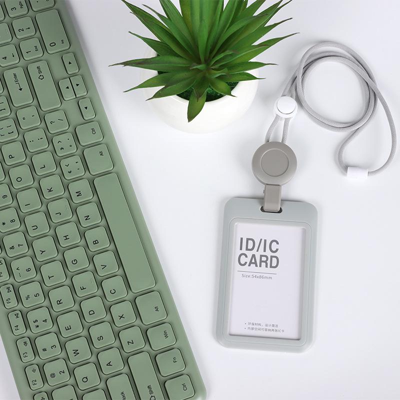 Retractable ID Card Holder with Lanyard, Hard Shell Badge Holder for Campus or Meal Cards