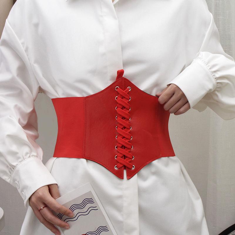 1PC Delicate Texture Elegant Posture Soft Durable Faux Leather Shirts Stylish Versatile Wide Waistband Daily