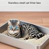 Oversized Stainless Steel Cats Bathroom Litter Tray With AntiScatter Trim And Ergonomic Grip Handle Indoor Cats Toilet
