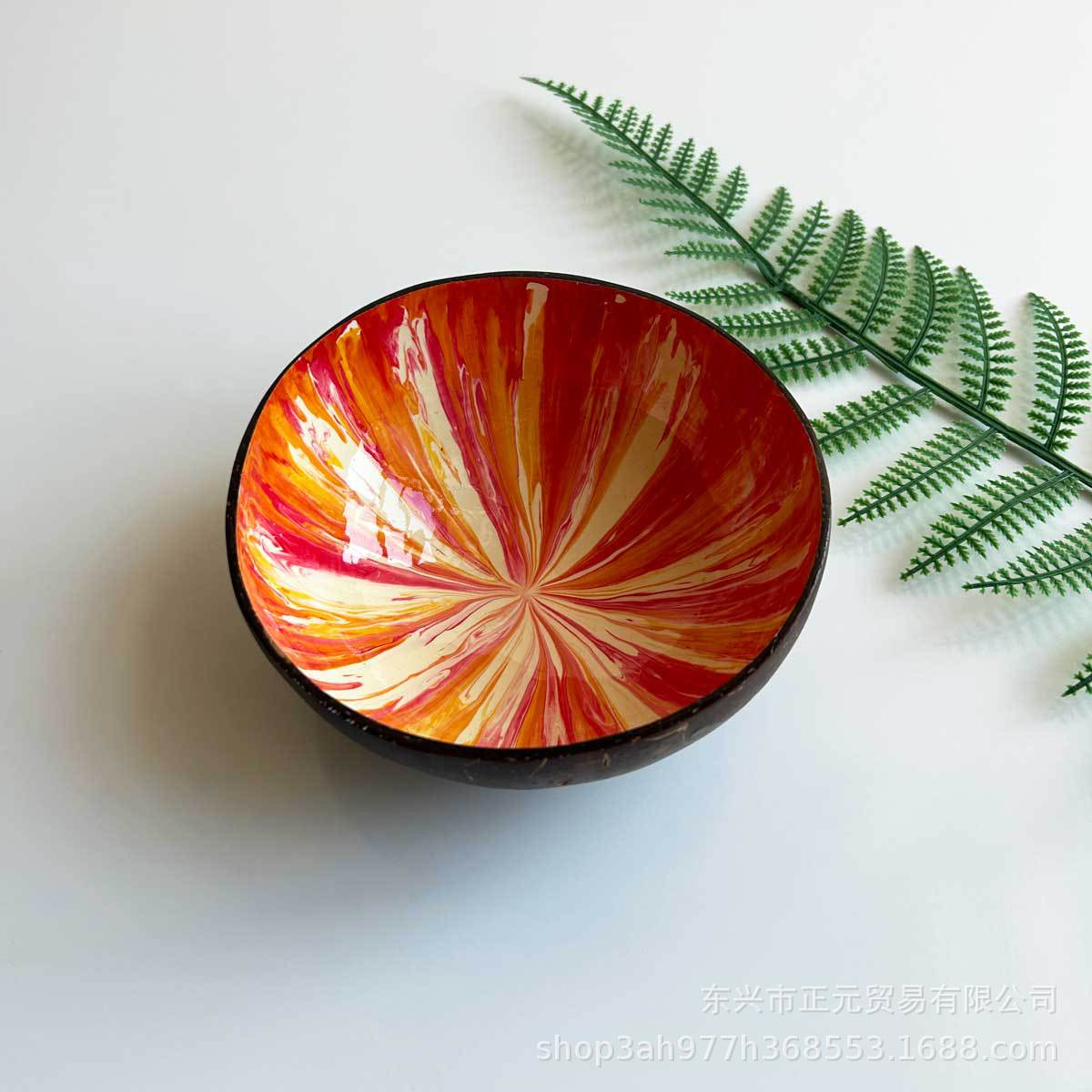 Coconut shell bowl Vietnam porch key storage plate Painted coconut shell bowl Shell coconut bowl Home decoration storage salad