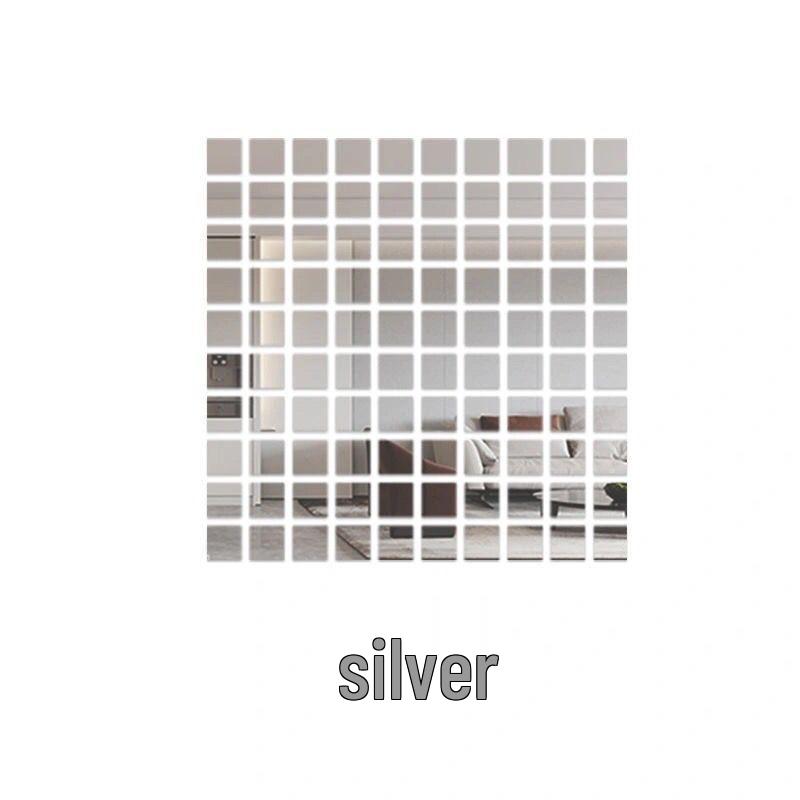 100-Piece Self-Adhesive Square Mosaic Mirror Wall Stickers for Home Decoration