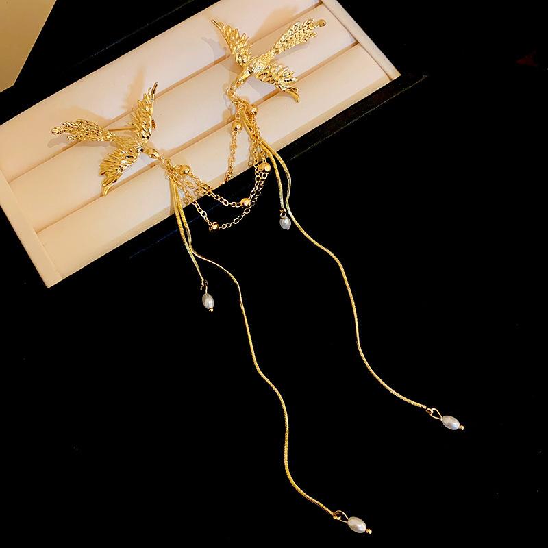 New Chinese Phoenix Pearl Fringed Brooch Retro Ethnic Temperament Pin Design Fashion Brooch