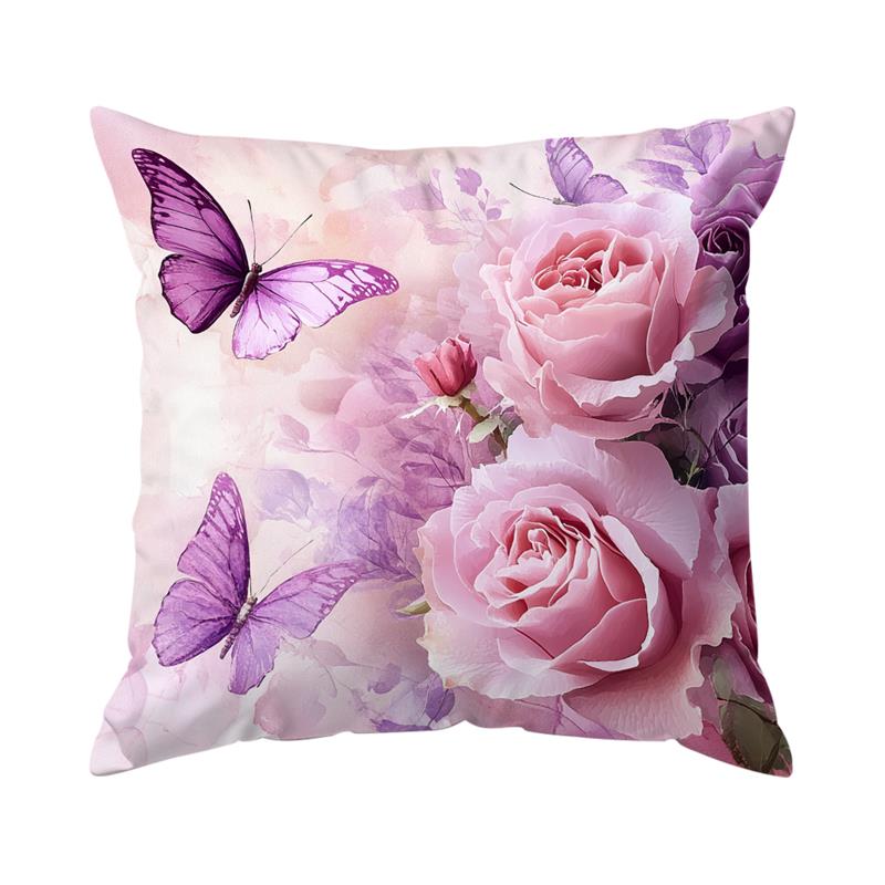 Retro Pink Rose Cushions Pillowcase Printed Polyester 45x45cm Throw Pillow Cover Decorative Sofa Cushion Pillowslip Home Decor