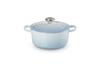 Signature Cocotte Ronde 20cm Cast Iron Enamel Pot, Coastal Blue, Gas, Induction, and Oven Compatible [Official Japanese Product]