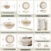 European Style Gold Rim Ceramic Dinnerware Set - Includes Large Bowls, Soup Bowls, Plates, and Rice Bowls for New Year Celebrations.