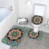 Mandala Pattern 3-Piece Bathroom Mat Set Non-Slip Plush Floor Mats for Toilet, Shower & Bathtub – Boho Decor Bath Rug Set