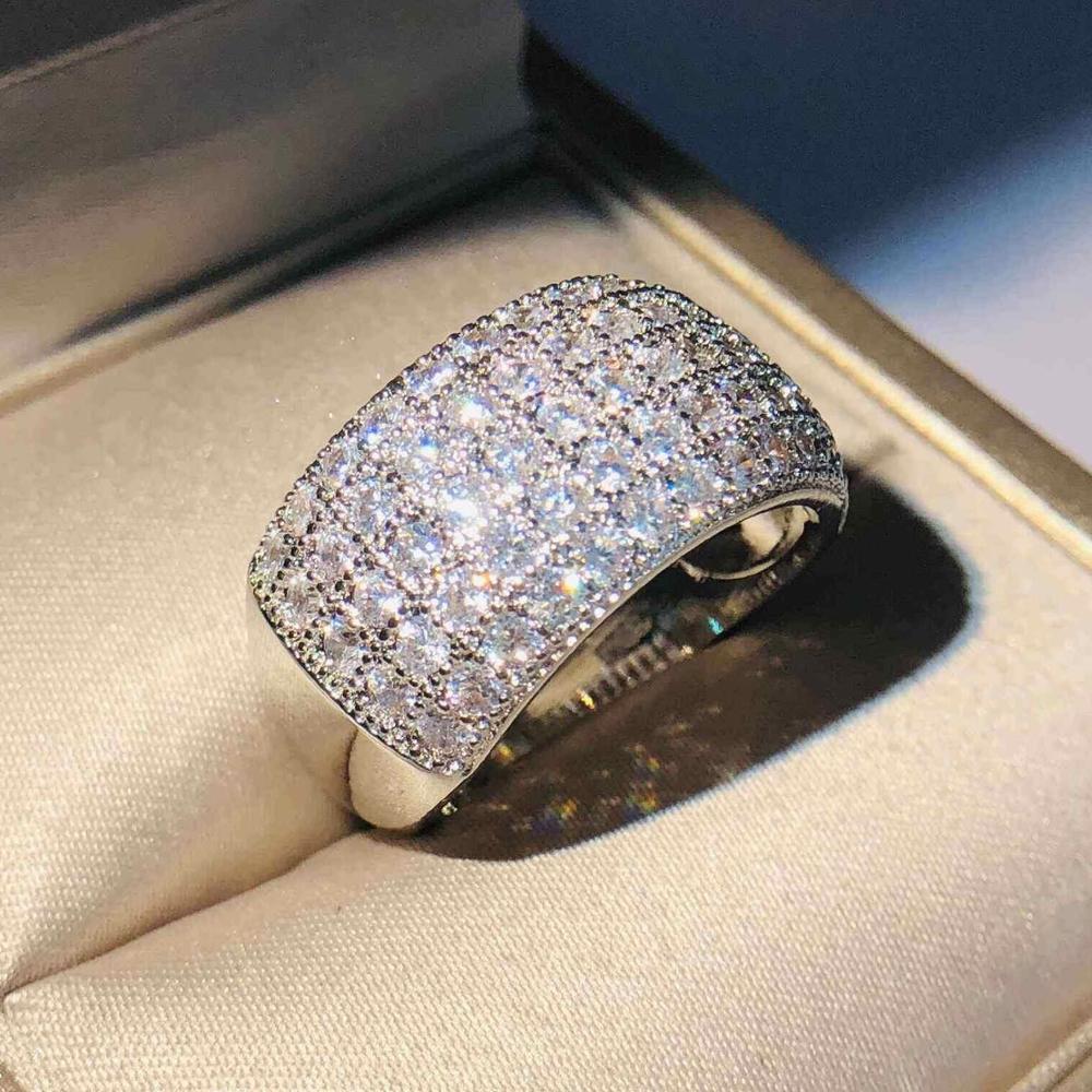 

Сверхъяркое белое кольцо с полным кубическим цирконием для женщин, обручальное кольцо, модная бижутерия, размер 6-10 10