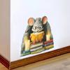 Cartoon Mouse Reading At Mouse Hole Wall Sticker for Living Room Study Cute Home Decor Removable Decal