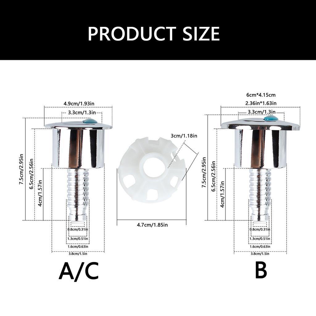 2Pcs Toilet Flush Button Round Head Dual Push Button Replacement Upgrades for Cistern Tank Water Saving Accessory