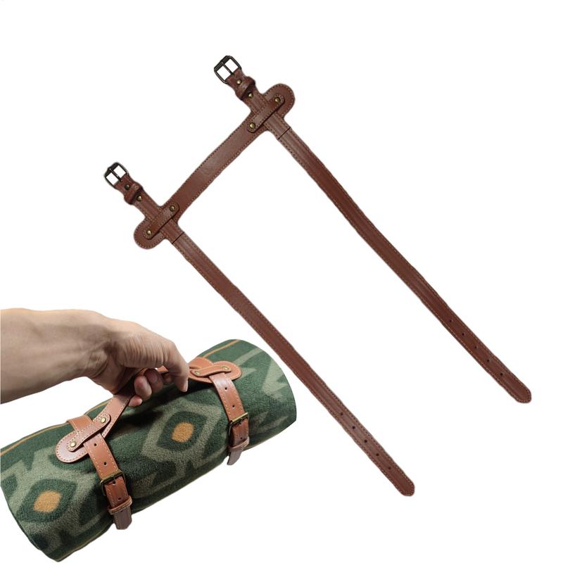 Ремень для переноски пикникового одеяла Слинг-переноска для туристического коврика Регулируемый кожаный ремень для пикника Регулируемые ремни для коврика-спальника на мотоцикл CN