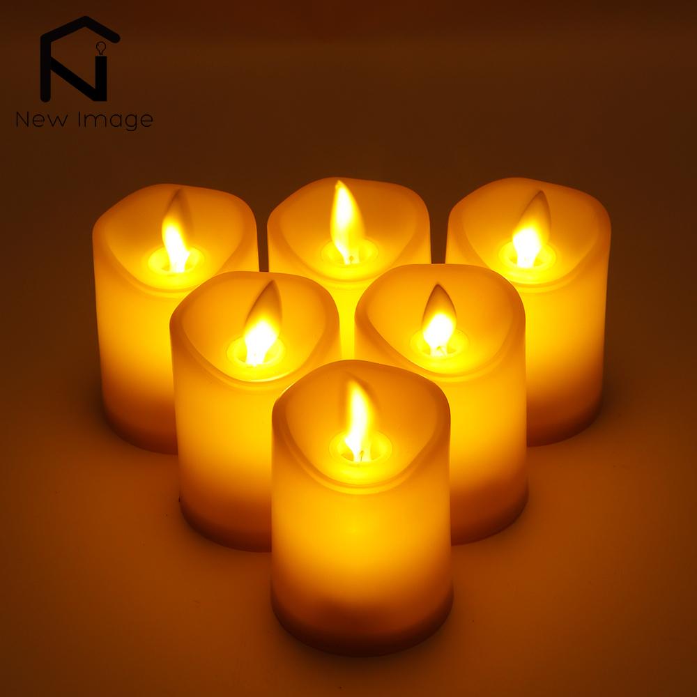 6Pcs LED Flameless Candles Flickering Battery Operated Pillar Candles Tealight Led Halloween Christmas Weddings Home Decor